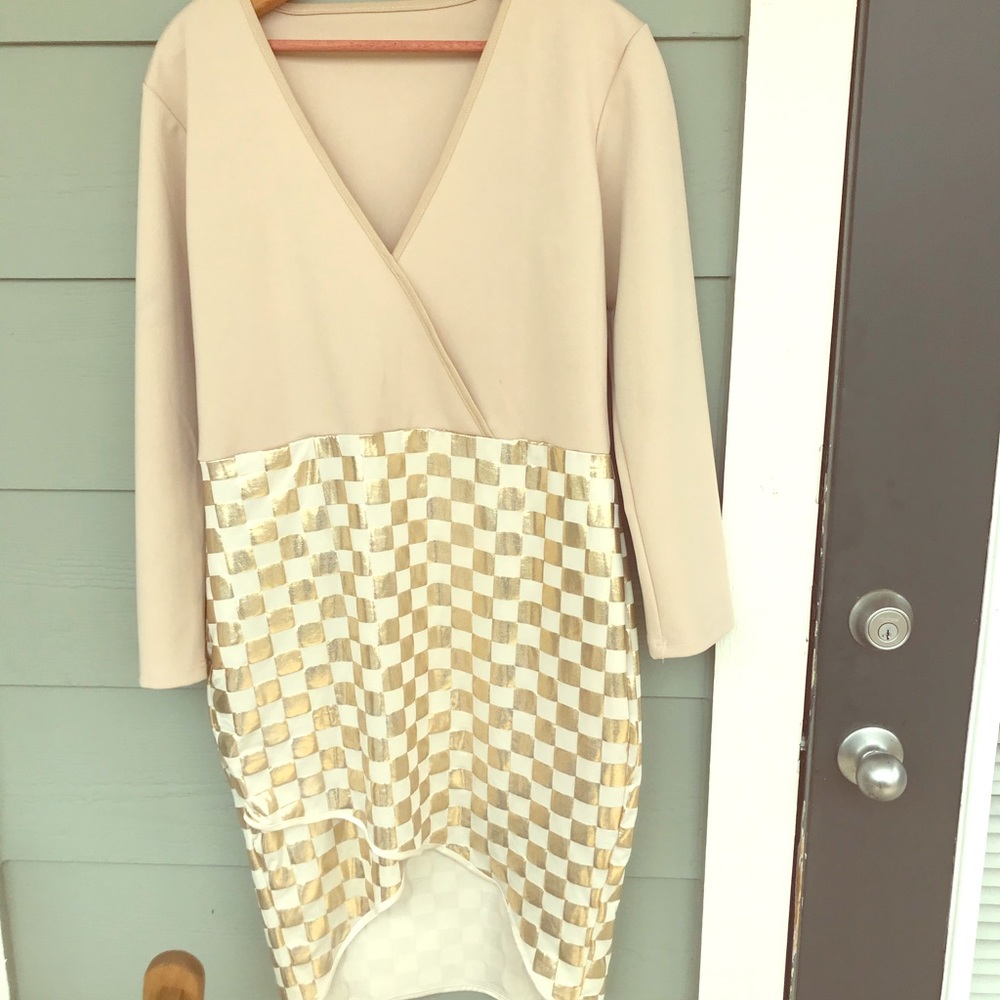 Party and clubbing gold metallic dress.